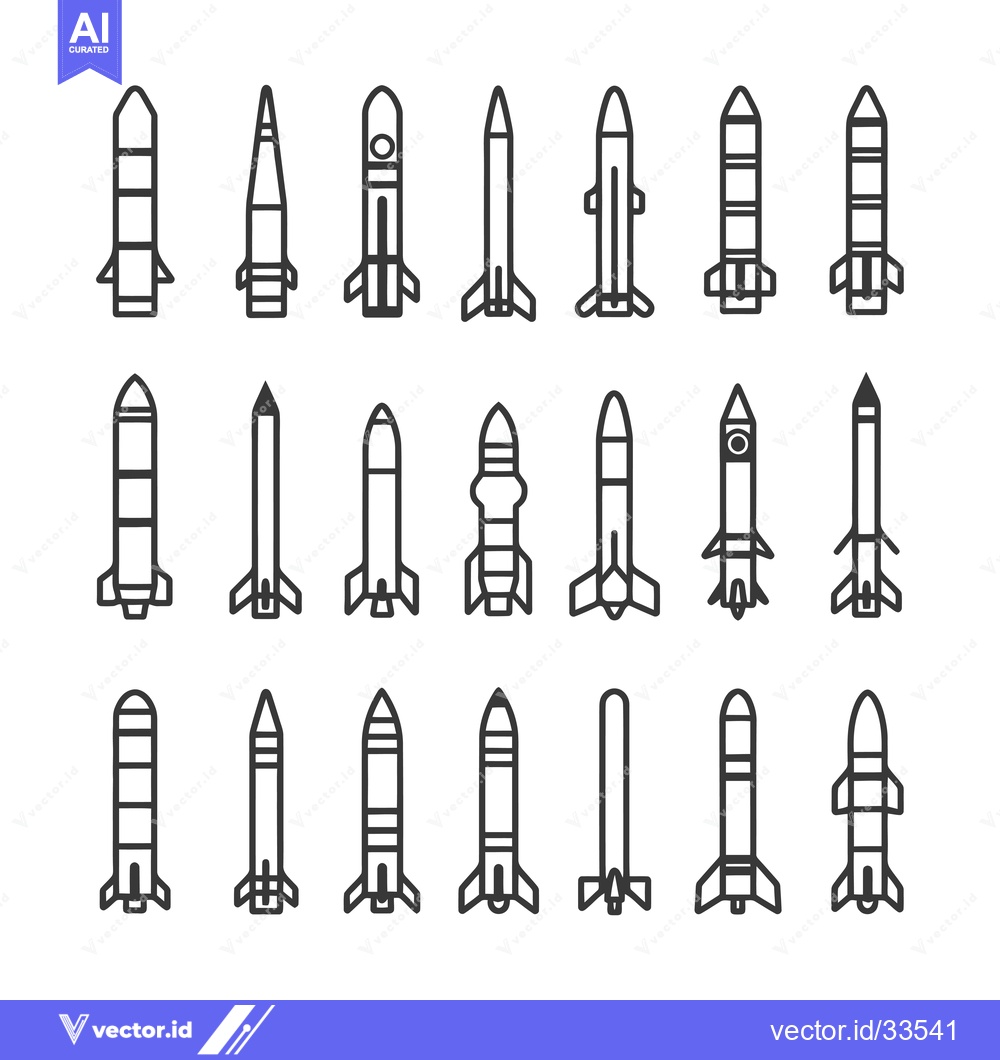 Premium Vector of Collection of Line Art Missile Icons