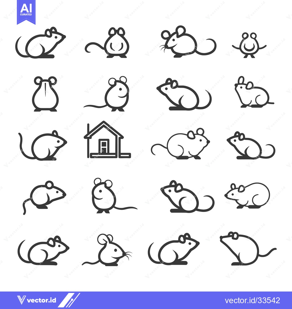 Premium Vector dari Collection of Line Art Mouse Illustrations