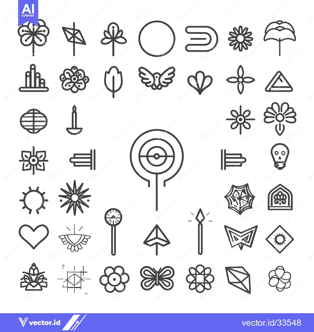 Premium Vector dari Collection of Line Art Symbols and Icons