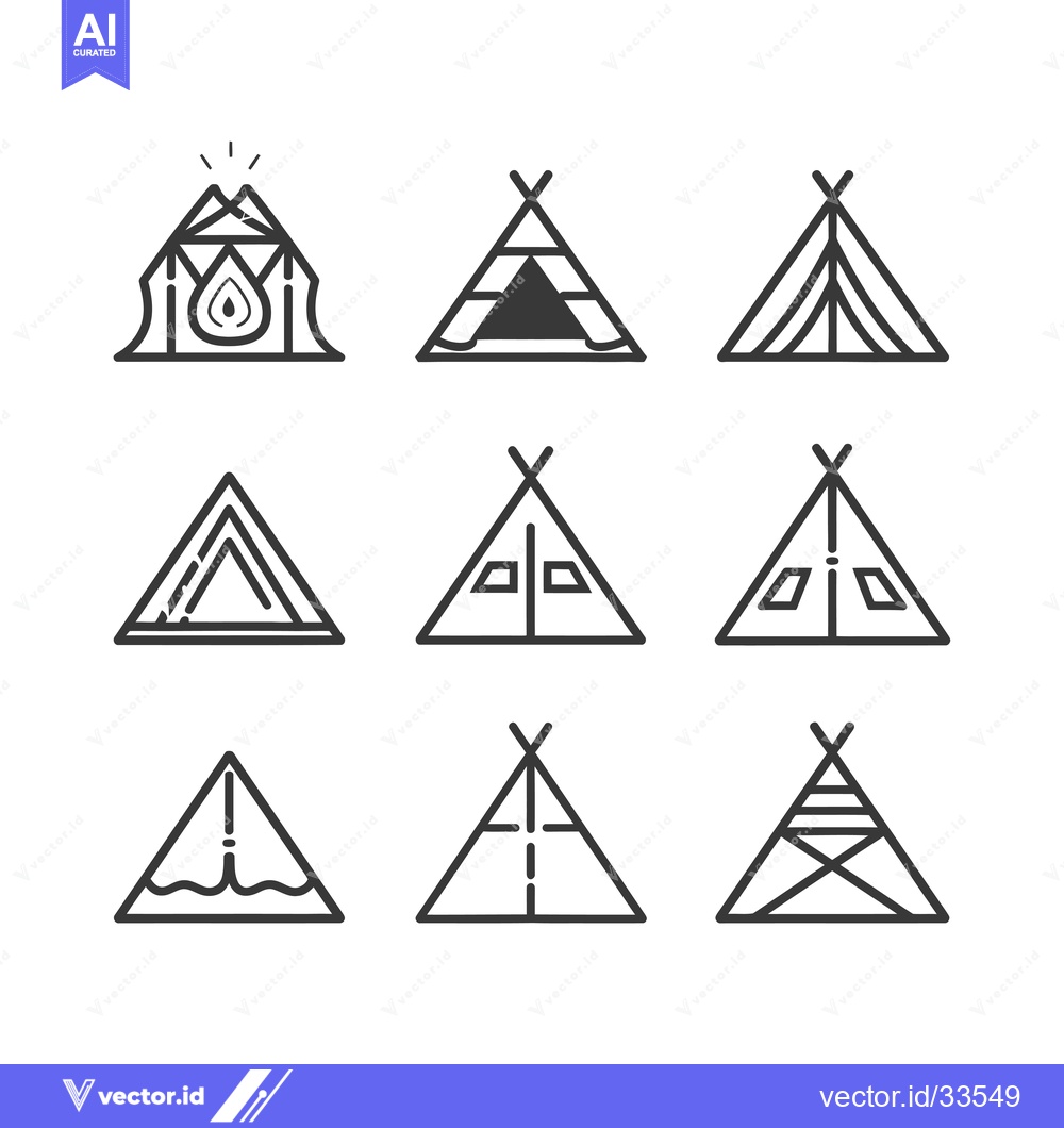 Premium Vector dari Collection of Line Art Tent and Teepee Illustrations