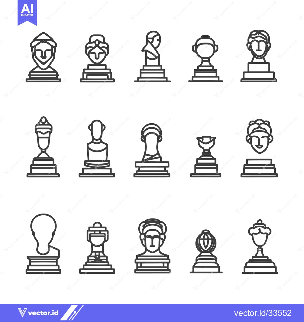 Premium Vector dari Collection of Line Art Trophy and Statue Icons