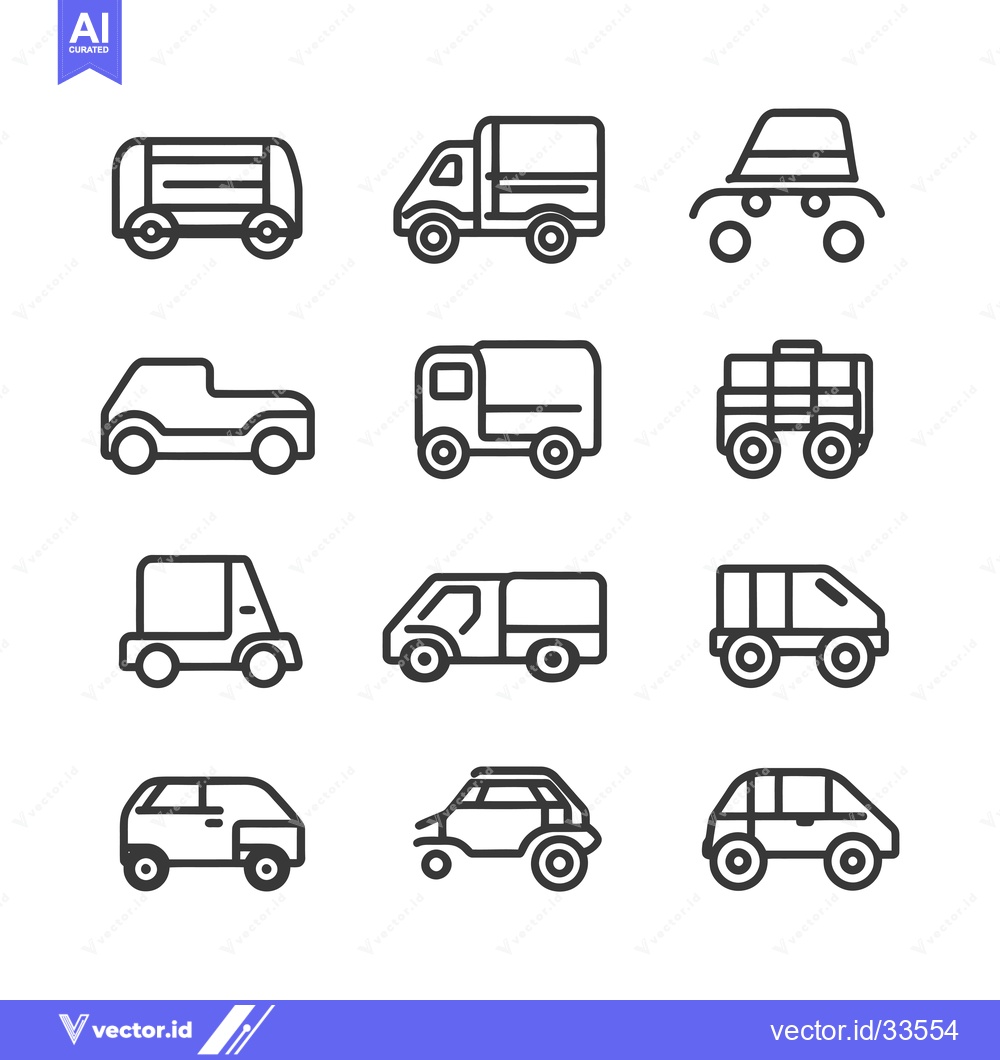 Premium Vector of Collection of Line Art Vehicles