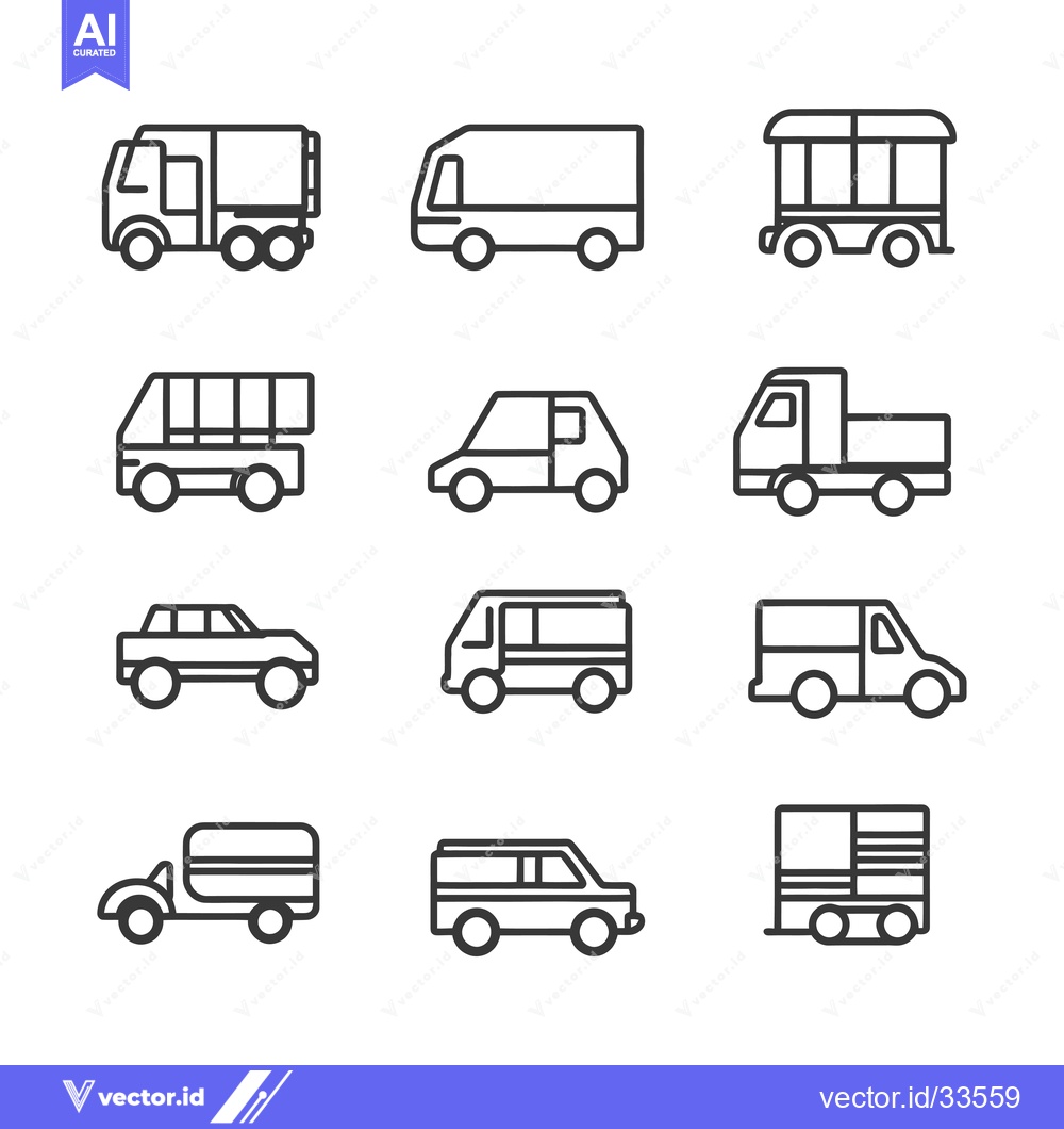 Premium Vector of Collection of Line Drawings Depicting Various Types of Vehicles