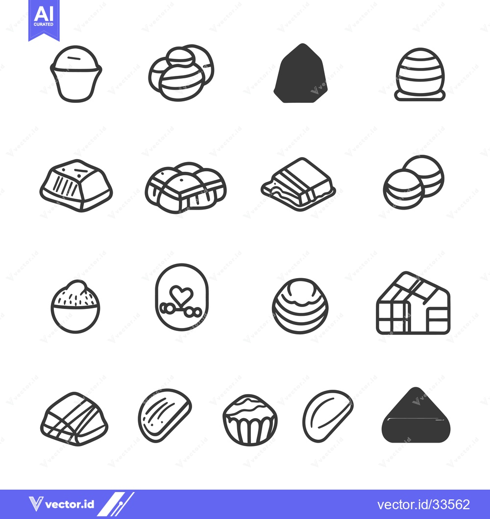 Premium Vector dari Collection of Line Drawings of Chocolate Candies