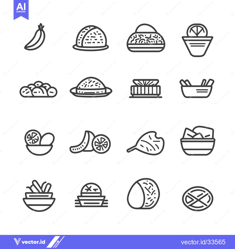 Premium Vector of Collection of Line Drawings of Food and Food Items