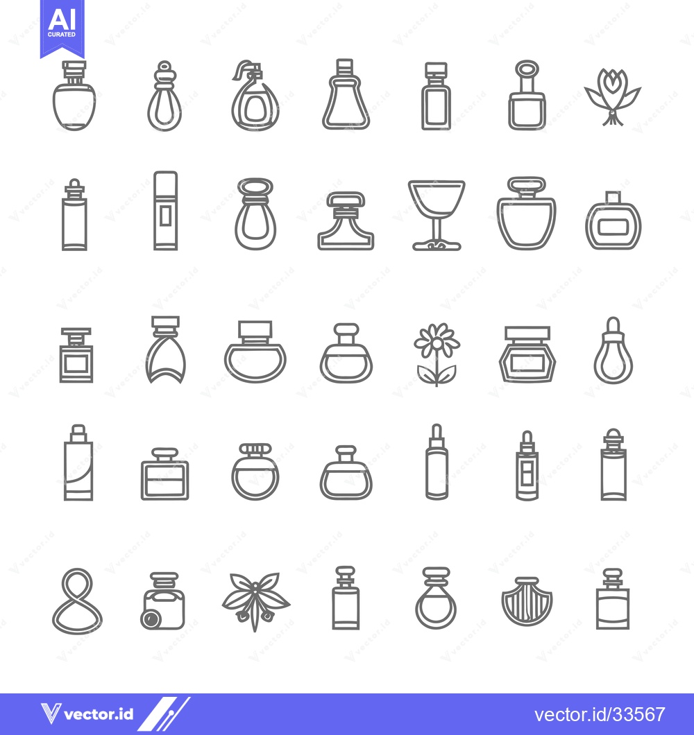 Premium Vector of Collection of Line Drawings of Perfume Bottles and Accessories