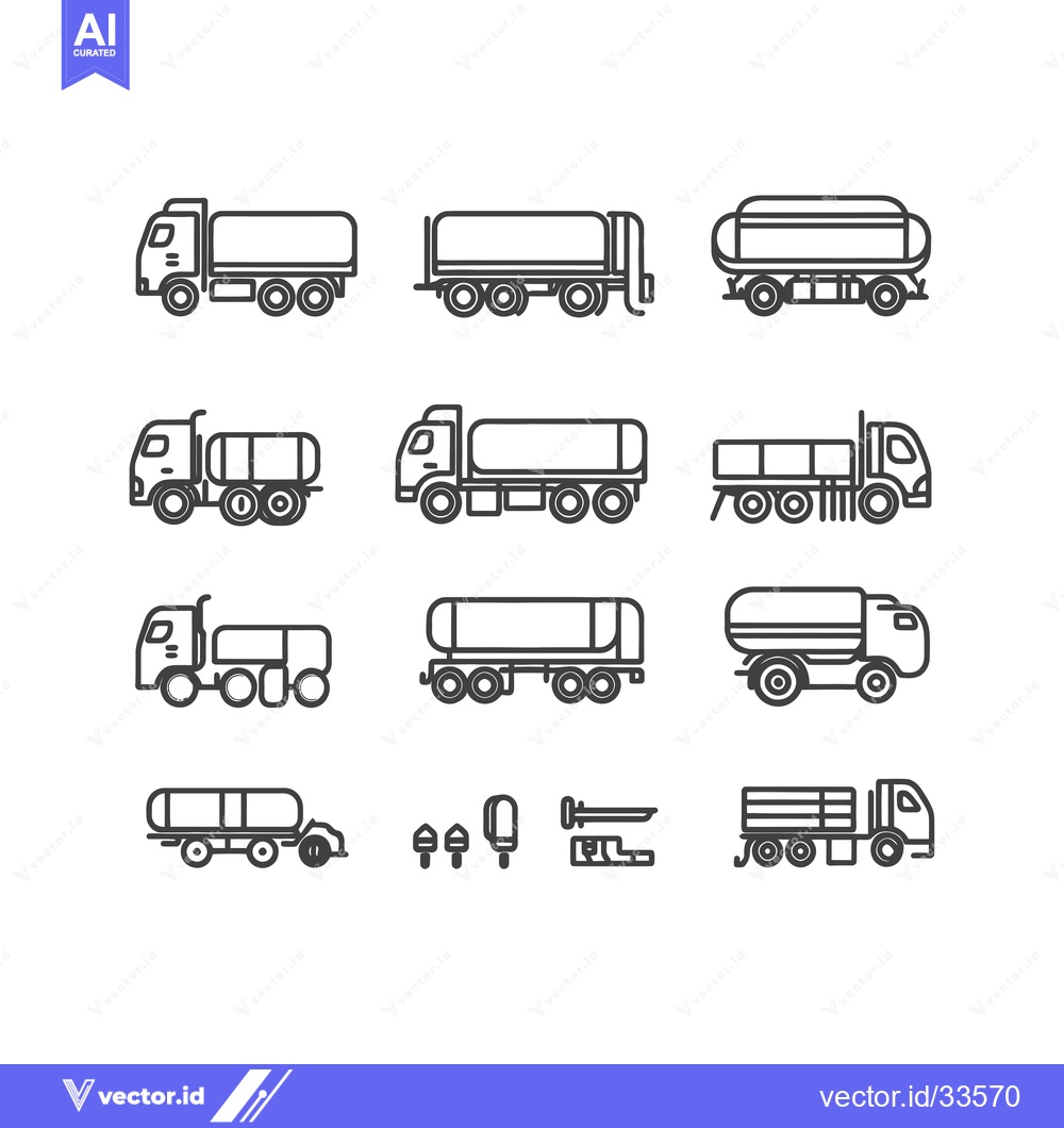Premium Vector of Collection of Line Drawings of Tanker Trucks