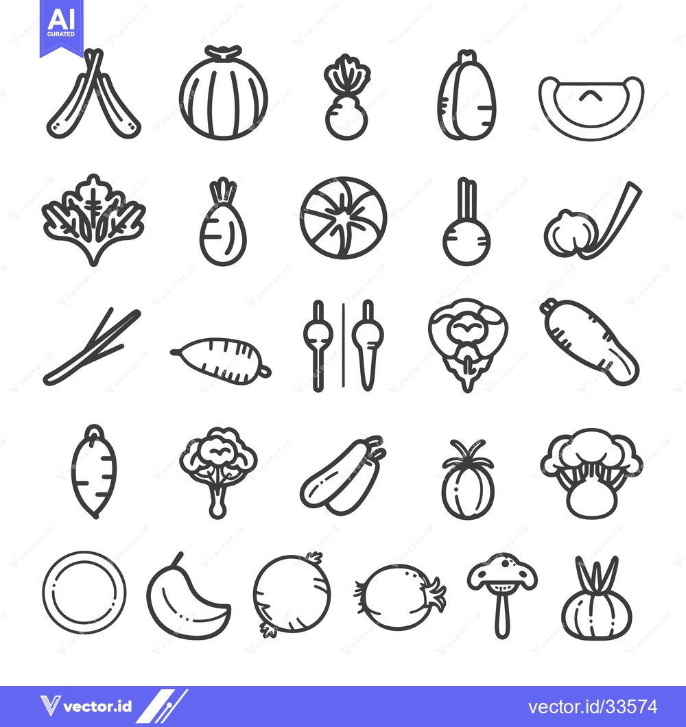 Premium Vector of Collection of Line Drawings of Various Vegetables