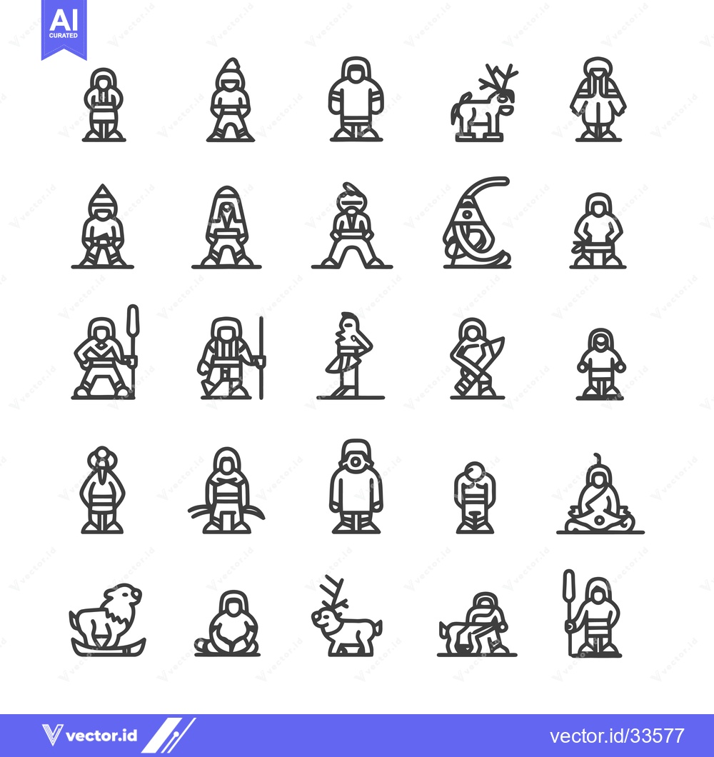 Premium Vector of Collection of Line Icons Depicting Inuit Culture and Traditions
