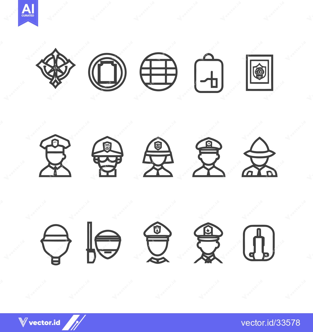 Premium Vector dari Collection of Line Icons Depicting Police Officers and Related Symbols
