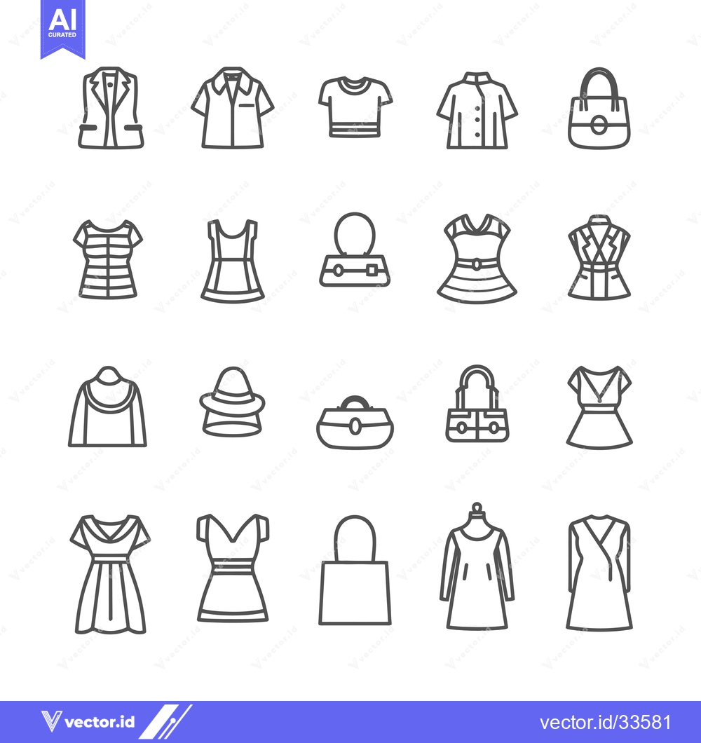 Premium Vector dari Collection of Line Icons Depicting Various Clothing Items and Accessor