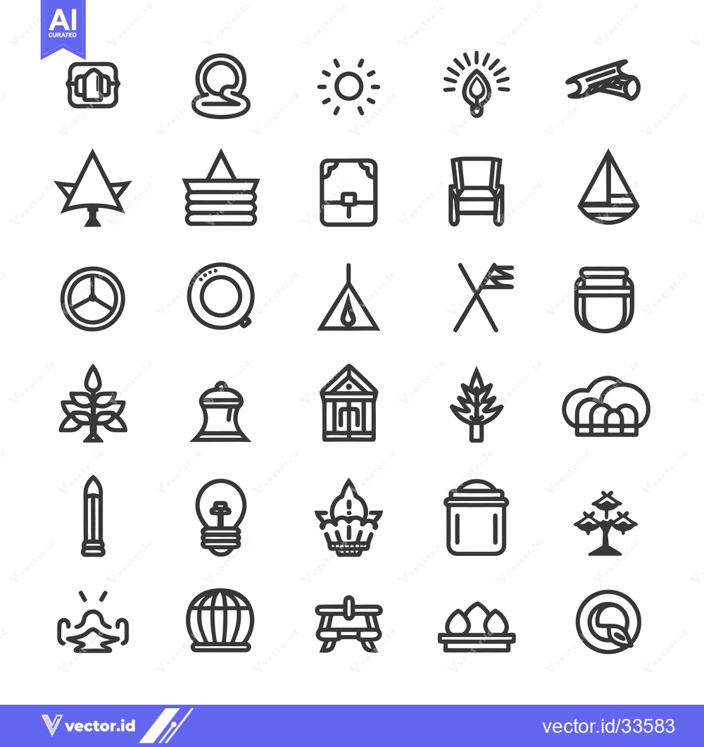 Premium Vector dari Collection of Line Icons Depicting Various Objects and Concepts
