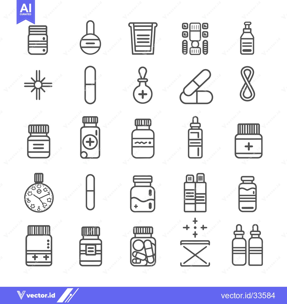 Premium Vector dari Collection of Line Icons Depicting Various Pharmaceutical Products and