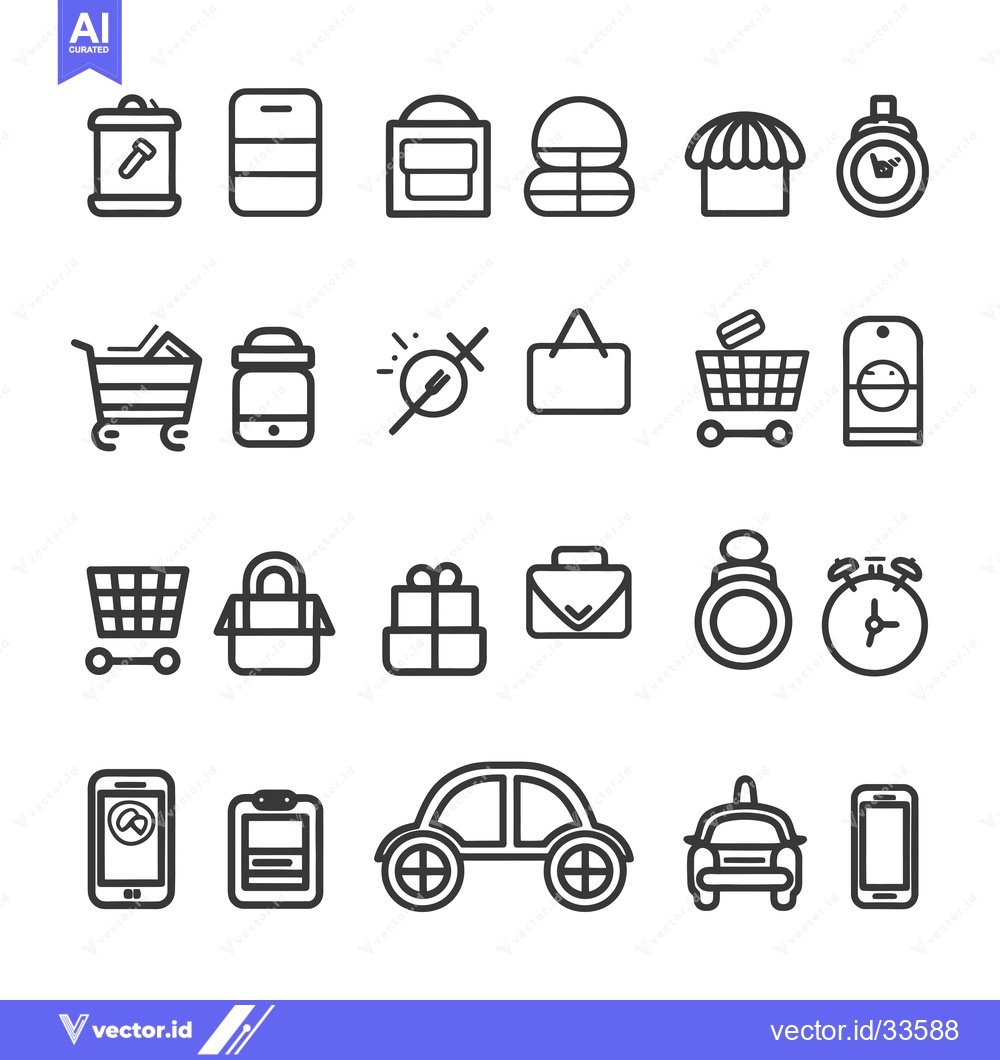 Premium Vector dari Collection of Line Icons for Shopping, Food, Transportation, and Time