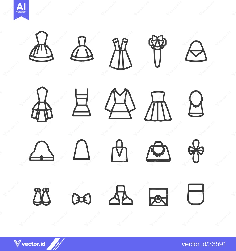 Premium Vector of Collection of Line Icons Related to Fashion and Accessories