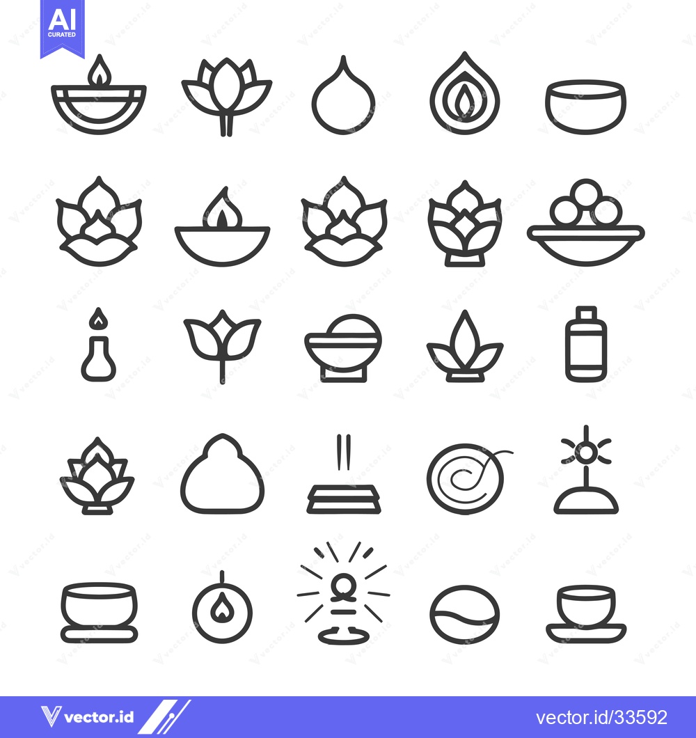 Premium Vector dari Collection of Line Icons Related to Meditation and Yoga