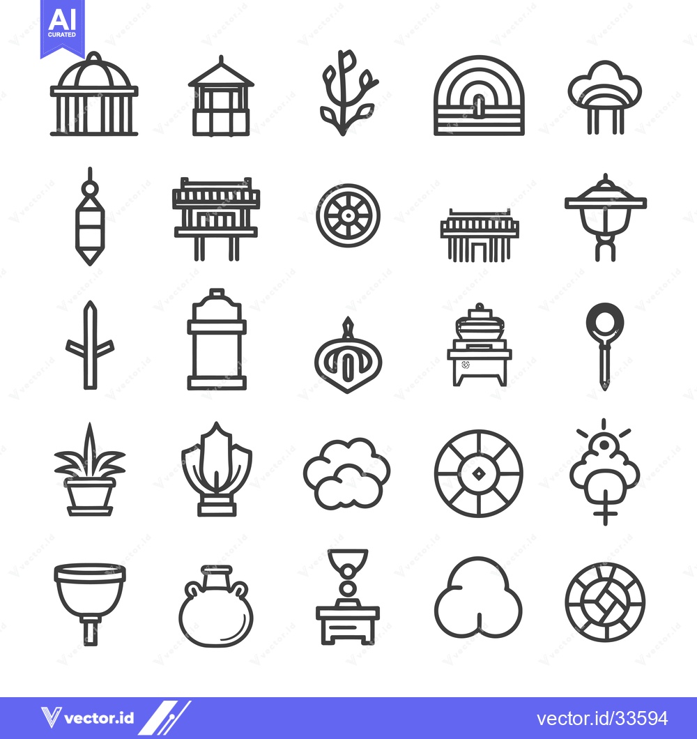 Premium Vector dari Collection of Line Icons Representing Architecture, Nature, and Object