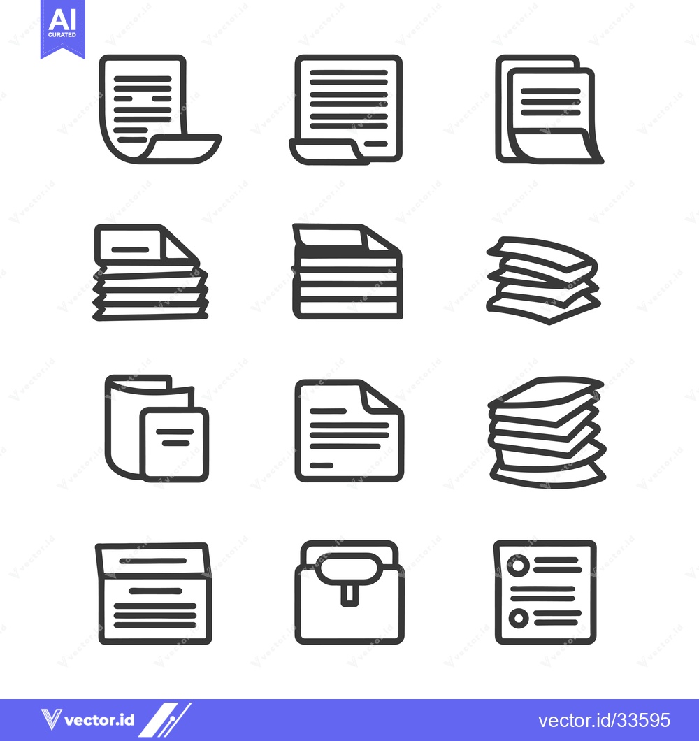 Premium Vector dari Collection of Line Icons Representing Documents, Folders, and Paper St