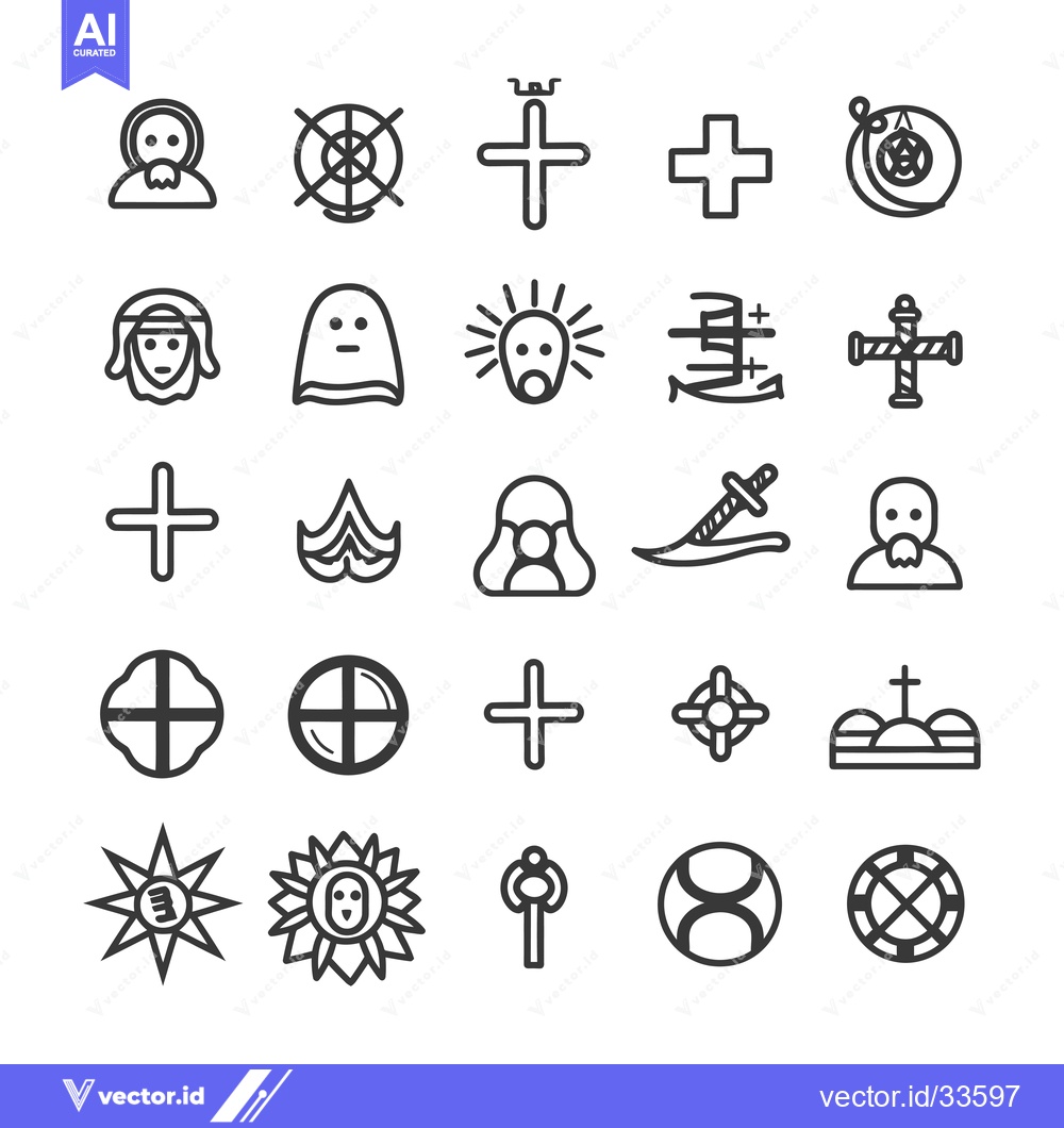 Premium Vector dari Collection of Line Icons Representing Religious Symbols