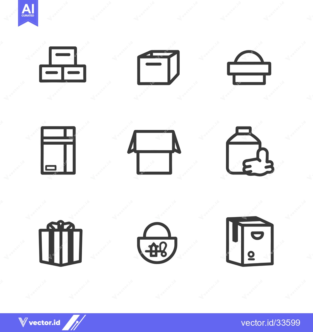 Premium Vector dari Collection of Line Icons Representing Various Package Types