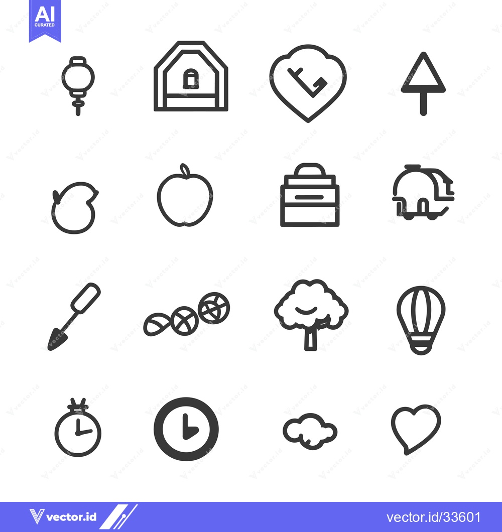 Premium Vector dari Collection of Line Icons with Various Themes and Symbols