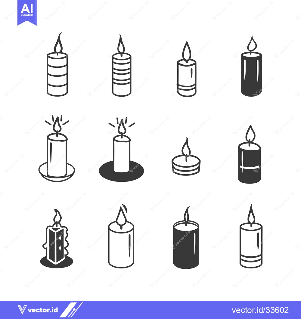Premium Vector of Collection of Lit Candle Icons in Various Shapes and Styles