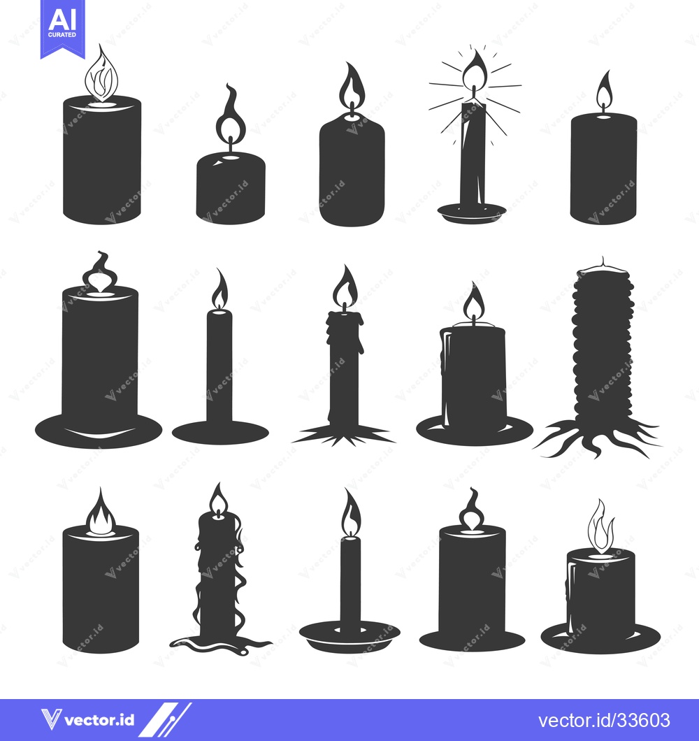Premium Vector of Collection of Lit Candles with Different Shapes and Sizes