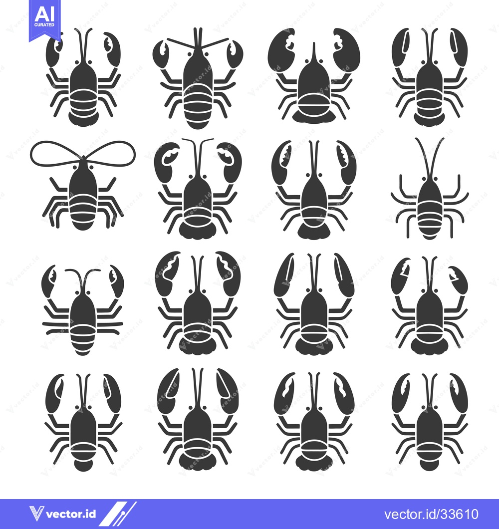 Premium Vector dari Collection of Lobster Icons in Different Poses