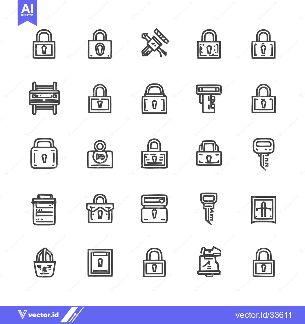 Premium Vector of Collection of Security and Protection Icons in Minimalist Style.