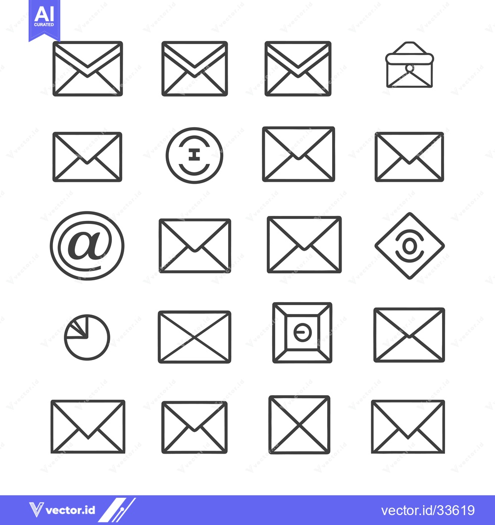 Premium Vector of Collection of Mail and Email Icons in Outline Style