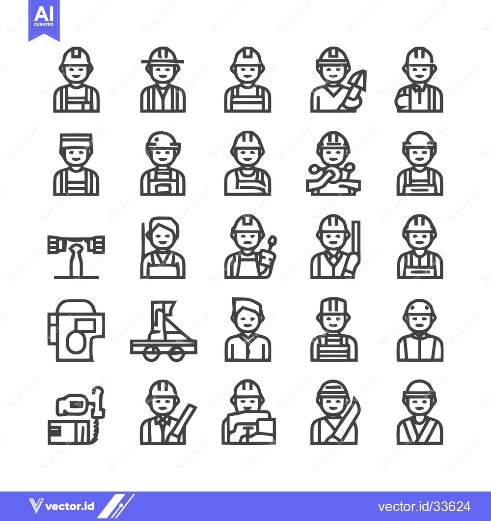 Premium Vector of Construction Workers and Builders - A Diverse Collection of Profession