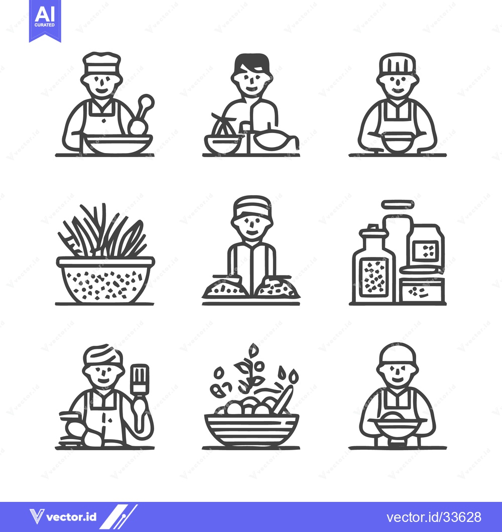 Premium Vector of Culinary Professionals - A Collection of Kitchen Icons and Illustratio