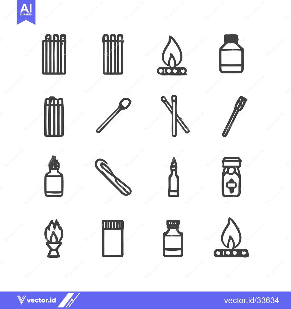 Premium Vector dari Minimalist Icon Set - Matches, Fire, and Bottles.