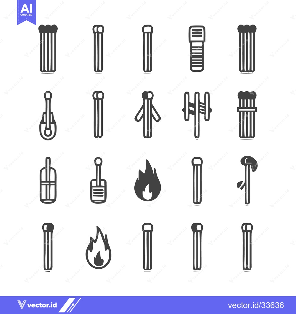 Premium Vector dari Matchstick Icons - A Collection of Various Match Designs.