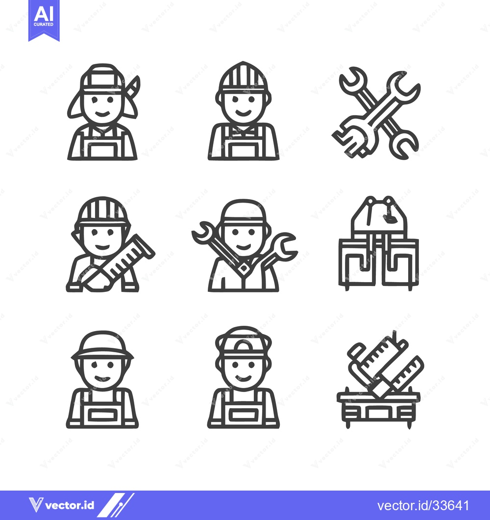 Premium Vector dari Collection of various construction worker icons and tools for design.