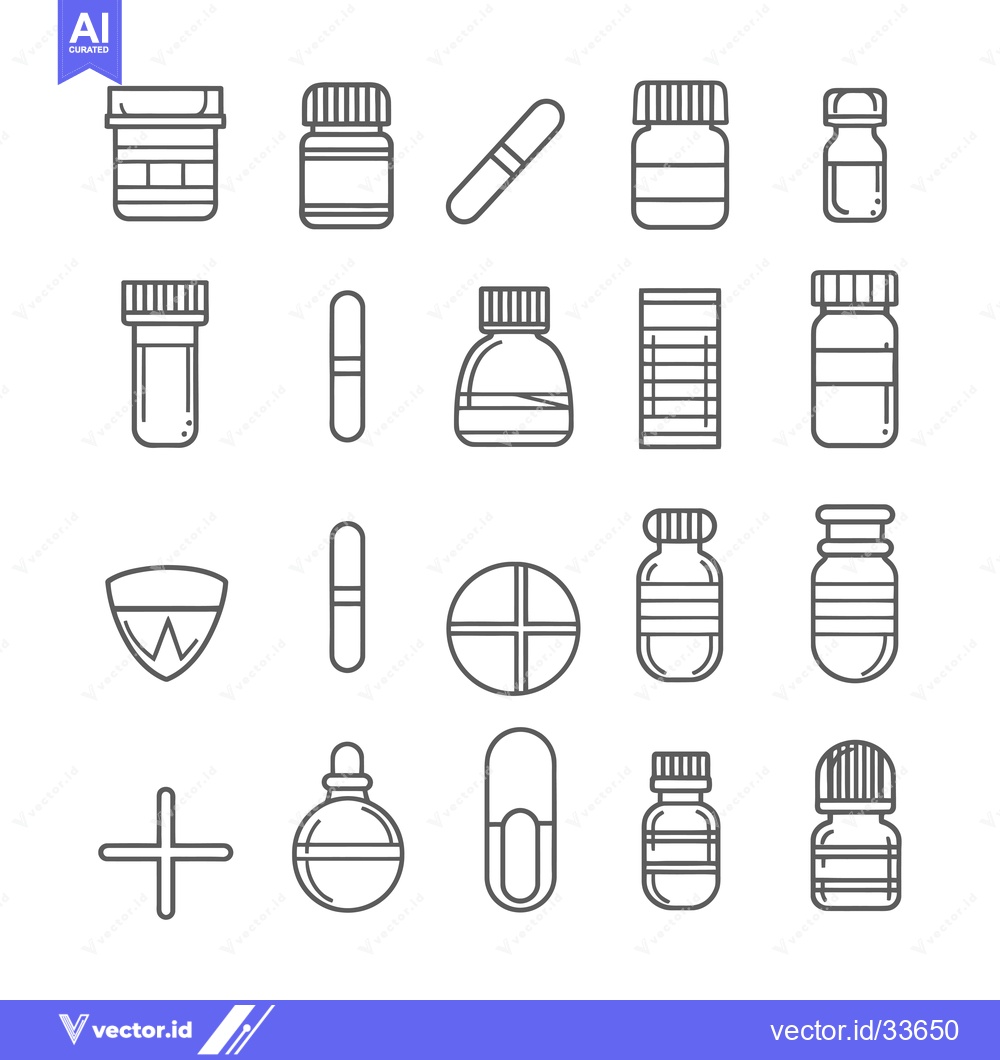 Premium Vector of Collection of Medical and Pharmacy Related Line Icons