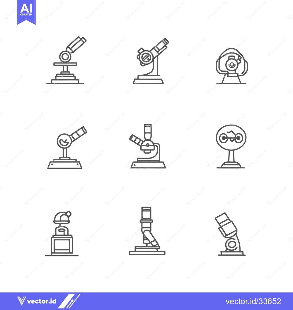 Premium Vector dari Collection of Microscope Outline Illustrations