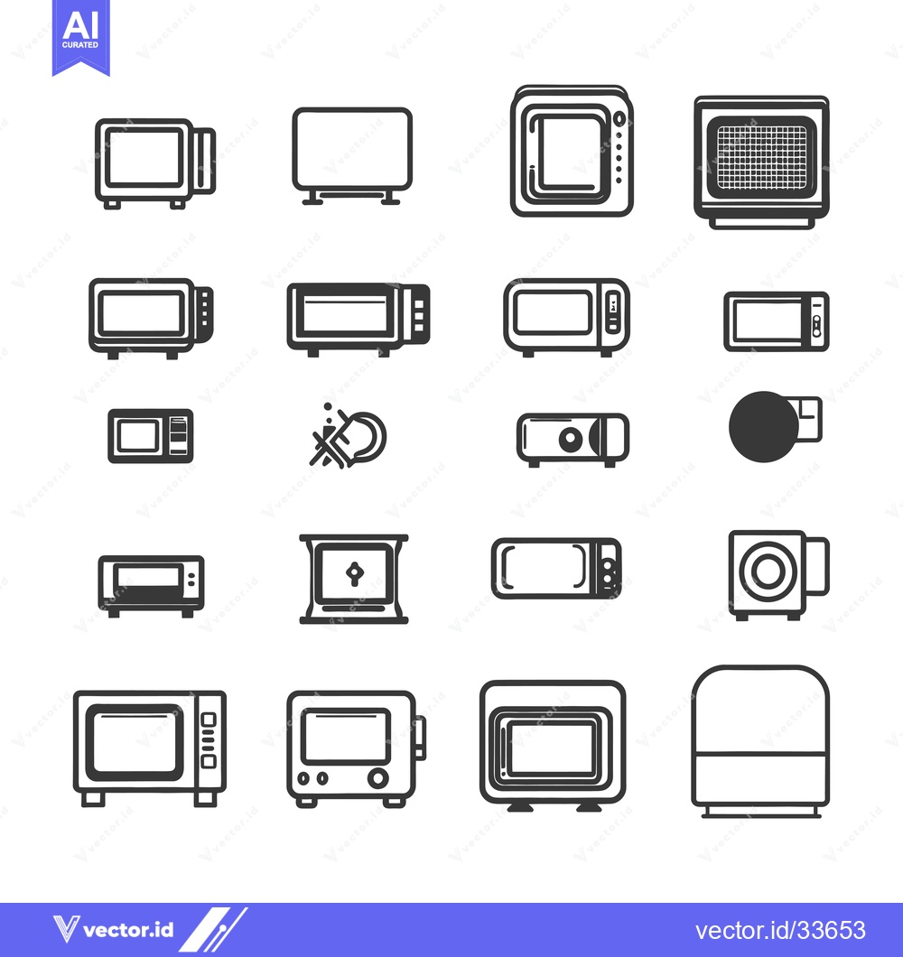 Premium Vector dari Collection of Microwave Oven and Television Icons
