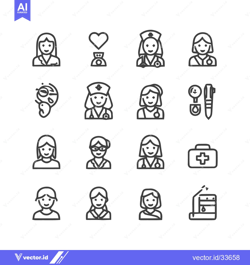 Premium Vector dari Medical Icons - Healthcare Professionals and Related Symbols.