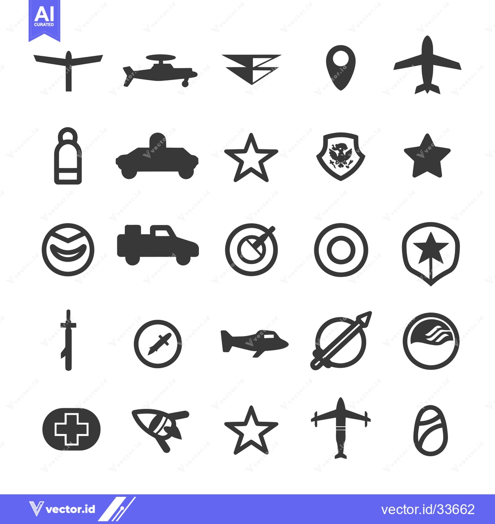 Premium Vector dari Collection of Military and Aviation Icons