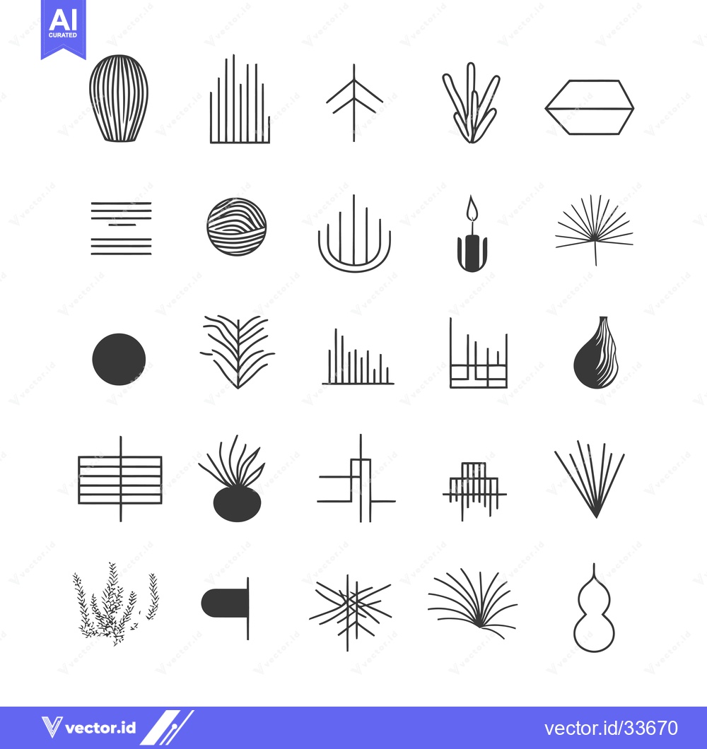 Premium Vector of Collection of Minimalist Geometric and Natural Line Art Icons