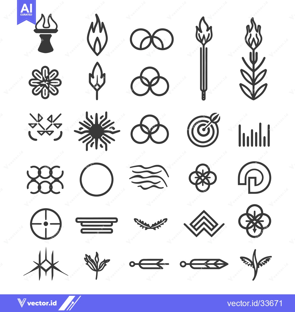 Premium Vector dari Collection of Minimalist Geometric and Nature-Inspired Line Art Icons