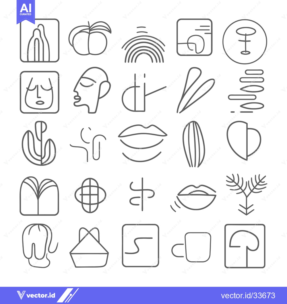 Premium Vector dari Collection of Minimalist Line Art Icons