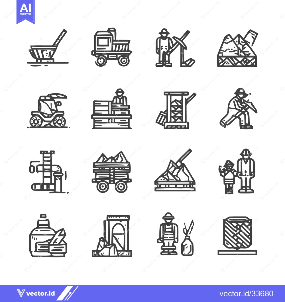 Premium Vector of Mining and Construction Icons - A Collection of Illustrations.
