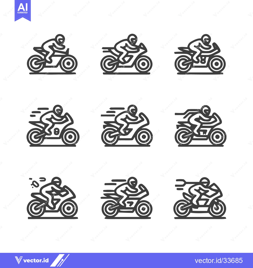 Premium Vector of Motorcycle Racing Icons - A Collection of Speed and Motion.