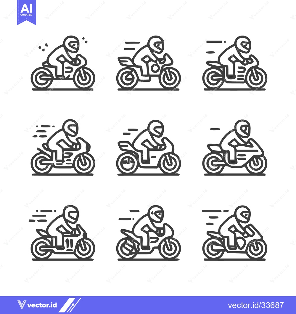 Premium Vector dari Motorcycle Racing Icons - A Set of Nine Dynamic Illustrations.