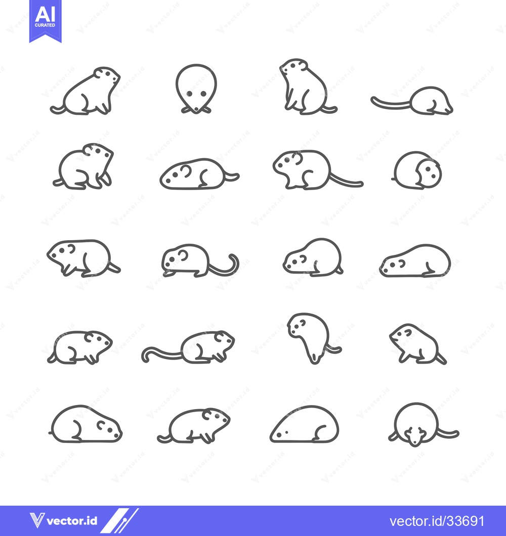 Premium Vector dari Collection of Mouse and Rat Line Icons in Various Poses