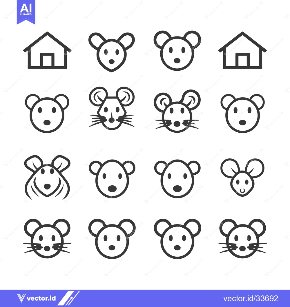 Premium Vector dari Collection of Mouse Icons with Different Styles and Expressions