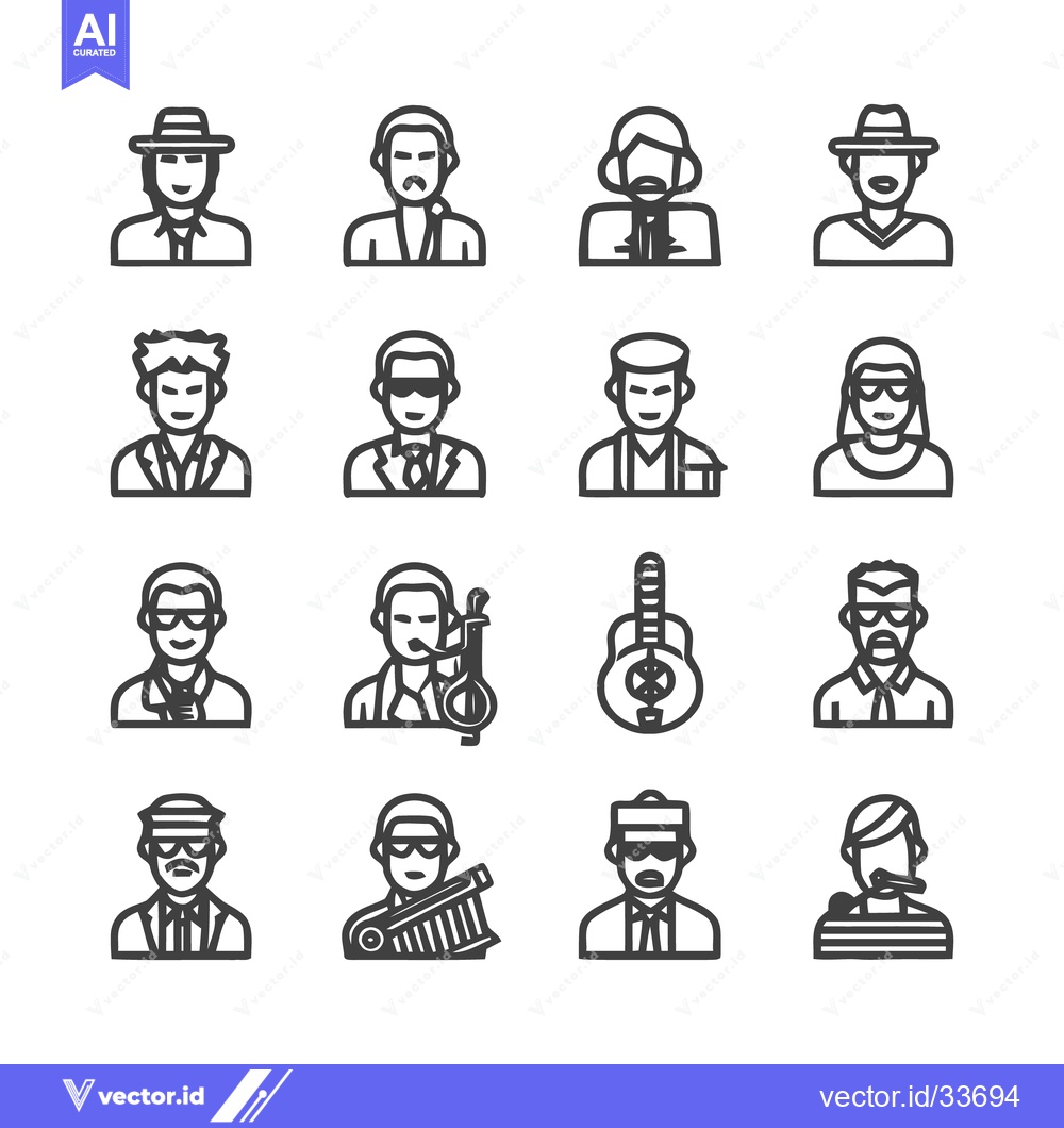 Premium Vector of Collection of various people icons in a line art style.