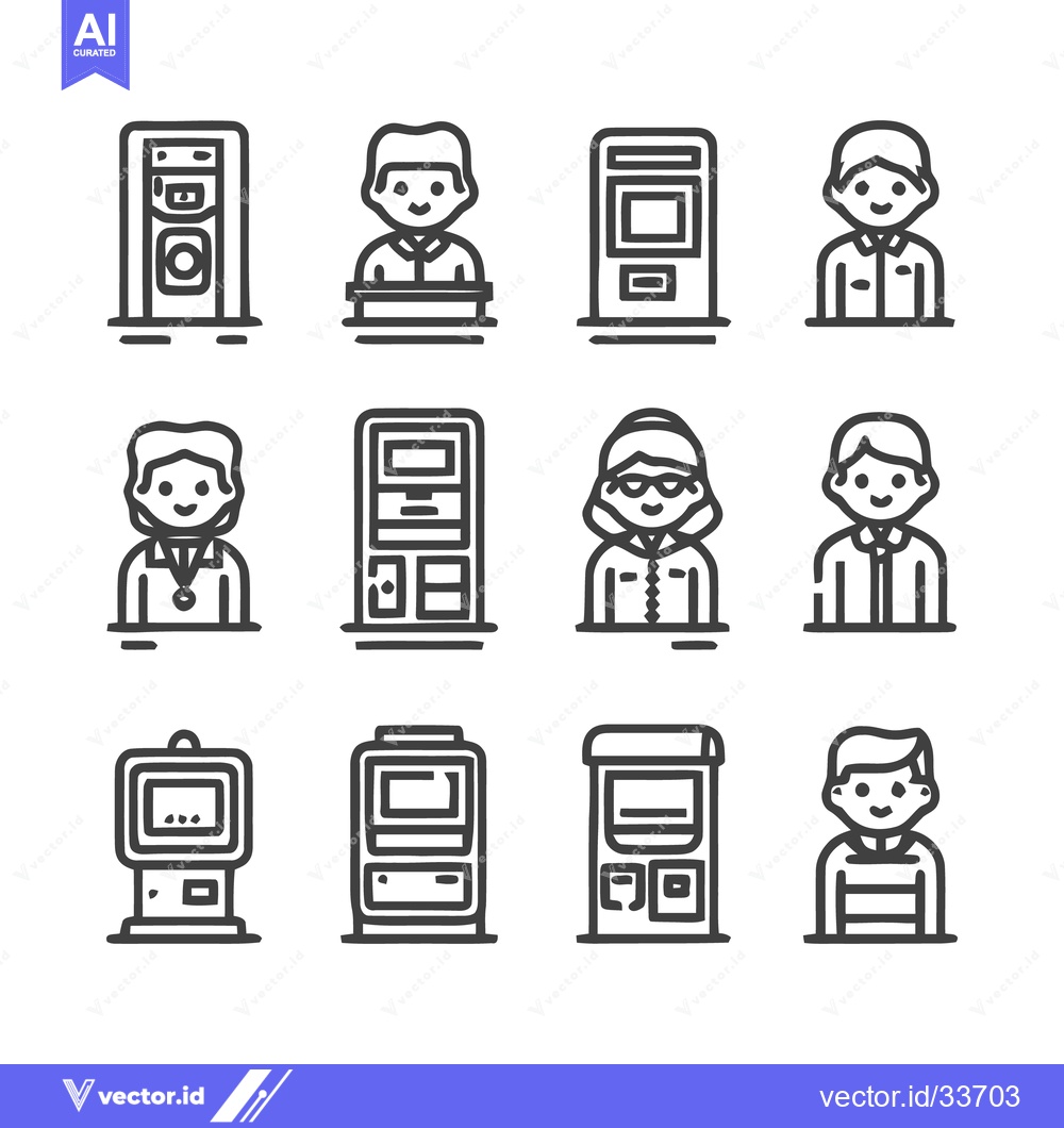 Premium Vector of Collection of various line art icons representing different people and